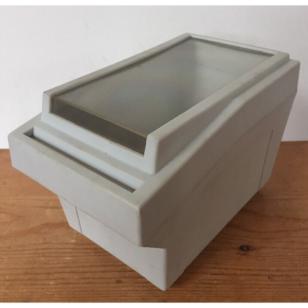 Vtg Floppy Disk Top Loading Media Storage Box Container Beige Plastic Clear Top
